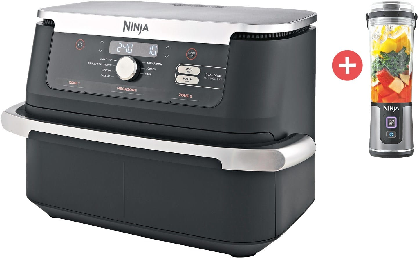 Ninja AF500EU Foodi FlexDrawer Heißluft-Fritteuse + Dein Geschenk: NINJA Blast Standmixer