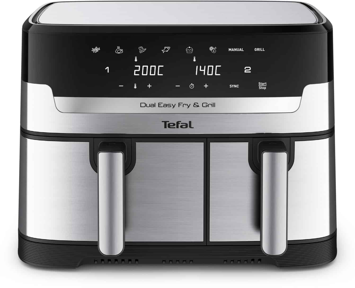 Tefal EY905D Dual Easy Fry & Grill Heißluft-Fritteuse edelstahl
